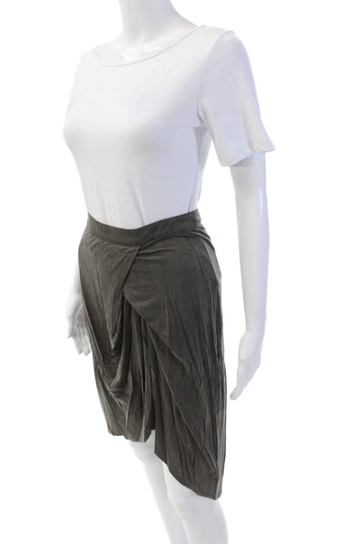 J Brand Womens Zippered Asymmetrical Knee Length Skirt Solid Gray Size 0