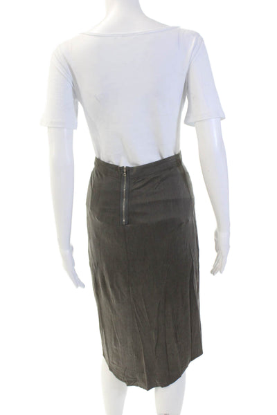 J Brand Womens Zippered Asymmetrical Knee Length Skirt Solid Gray Size 0