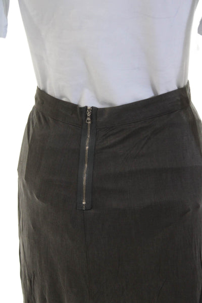 J Brand Womens Zippered Asymmetrical Knee Length Skirt Solid Gray Size 0
