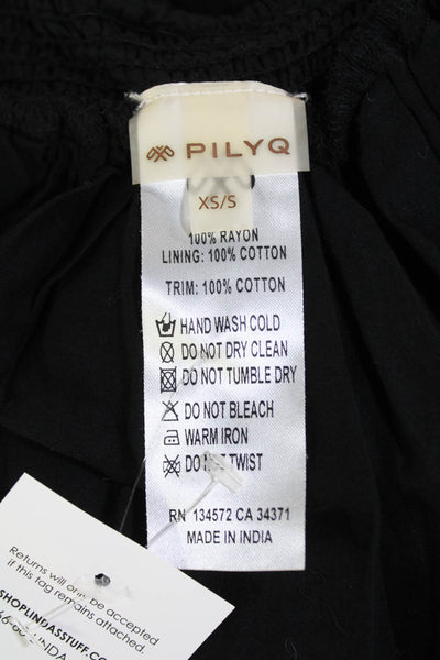 PilyQ Womens Halter Neck Sleeveless Tied A-Line Mini Dress Black XS/S