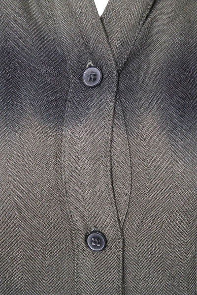 Rails Womens Button Front Long Sleeve Collared Waves Shirt Olive Black Small