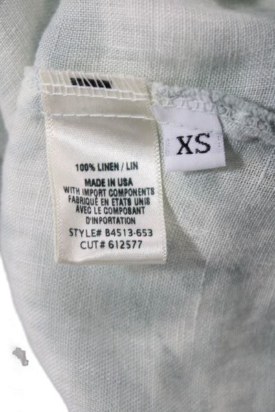 Bella Dahl Womens Button Front Tie Dyed Linen Collared Shirt White Gray Size XS