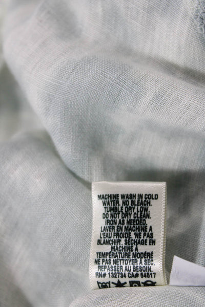 Bella Dahl Womens Button Front Tie Dyed Linen Collared Shirt White Gray Size XS