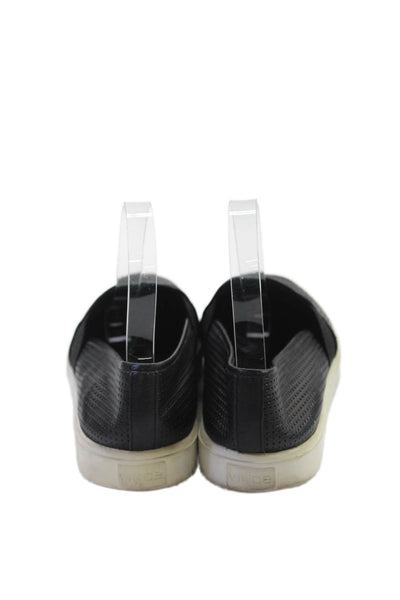 Vince Womens Leather Slip On Casual Sneakers Black Size 7.5