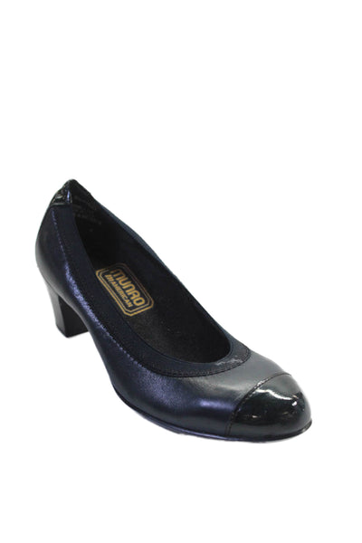 Munro Womens Leather Cap Toe Slide On Pumps Navy Blue Black Size 4.5 Medium