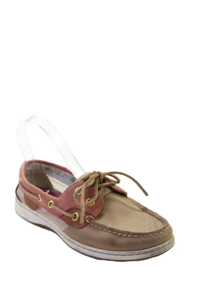 Sperry Top-Sider Womens Leather Slide On Boat Shoes Beige Pink Size 6 Medium
