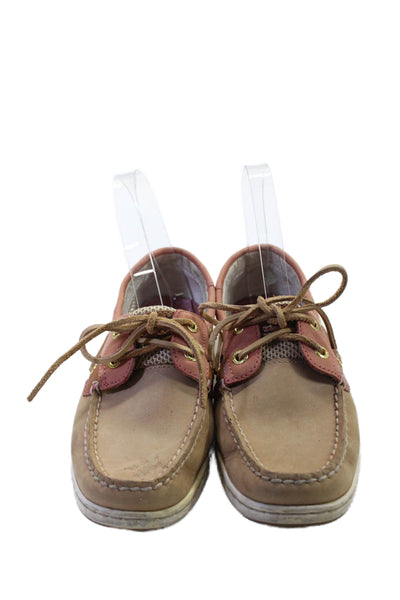 Sperry Top-Sider Womens Leather Slide On Boat Shoes Beige Pink Size 6 Medium