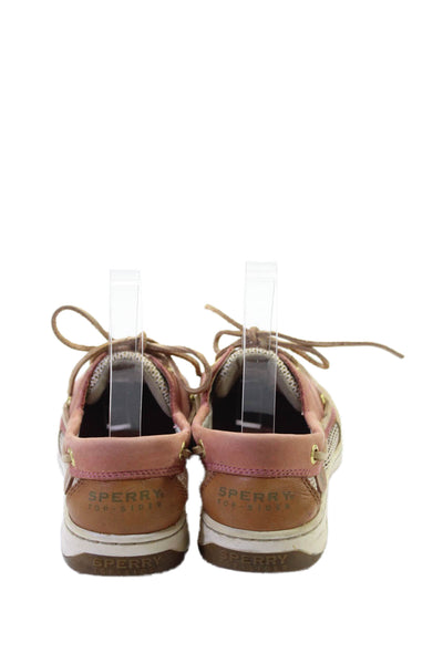 Sperry Top-Sider Womens Leather Slide On Boat Shoes Beige Pink Size 6 Medium