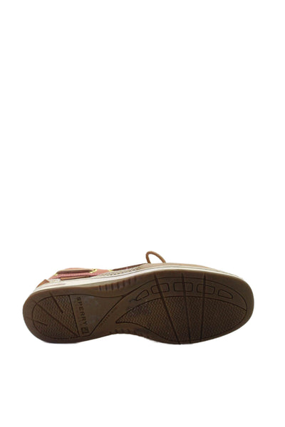 Sperry Top-Sider Womens Leather Slide On Boat Shoes Beige Pink Size 6 Medium