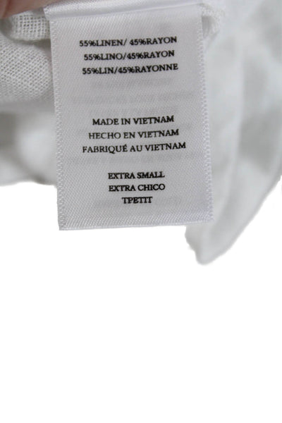 Rails Womens Button Front Collared Star Linen Shirt White Purple Blue Size XS