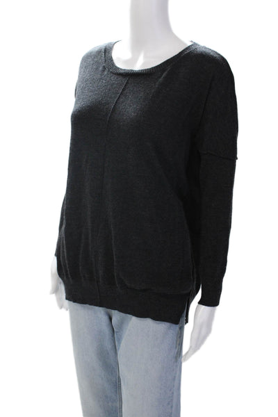 525 America Womens Pullover Long Sleeve Scoop Neck Sweater Gray Wool Size XS/S