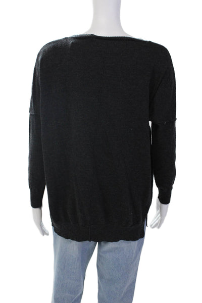525 America Womens Pullover Long Sleeve Scoop Neck Sweater Gray Wool Size XS/S
