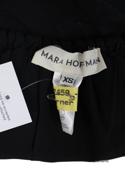 Mara Hoffman Womens Elastic Off Shoulder Ruffled Linen Top Black Extra Small