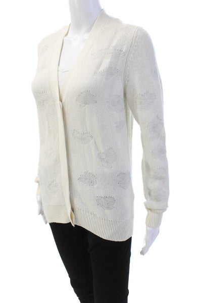 3.1 Phillip Lim Womens Wool Knit V-Neck Long Sleeve Cardigan White Size S