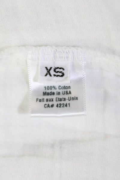 Stark Womens Cotton Wide Short Sleeve Round Neck Blouse Top White Size XS