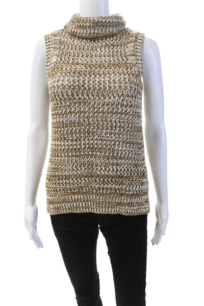 Derek Lam 10 Crosby Womens Cotton Knit Turtleneck Vest Sweater Brown Size XS