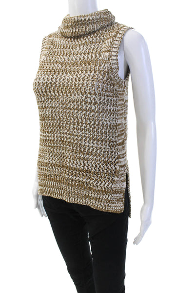 Derek Lam 10 Crosby Womens Cotton Knit Turtleneck Vest Sweater Brown Size XS
