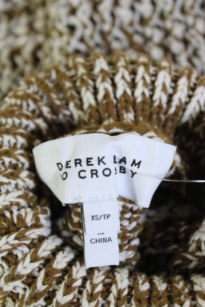 Derek Lam 10 Crosby Womens Cotton Knit Turtleneck Vest Sweater Brown Size XS