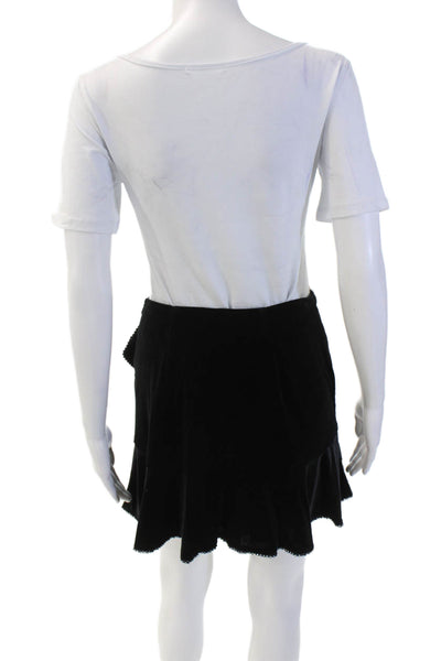 Parker Womens Embellished Flare Hem Bow Waist Zip Mini Skirt Black Size 0