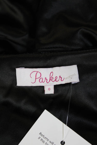 Parker Womens Embellished Flare Hem Bow Waist Zip Mini Skirt Black Size 0