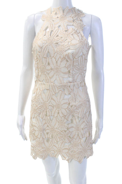 Saylor Womens Floral Design Halter Neck Zip Back A-Line Dress Pink Size XS