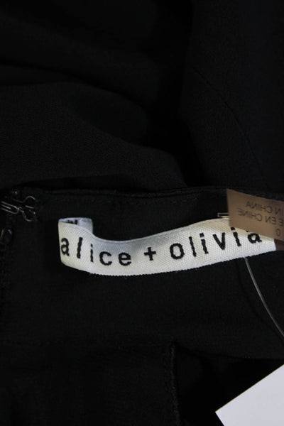 Alice + Olivia Womens Draped Halter Neck Zip Back Sleeveless Romper Black Size 0