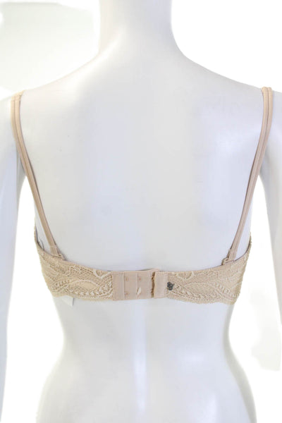 Simone Perele Womens Bow Front Spaghetti Strap Lace Cupped Bra Nude Size 30C