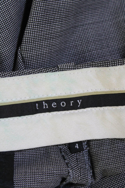 Theory Womens Wool Pinstriped Zip Fly Tailored Dress Pants Gray Size 4
