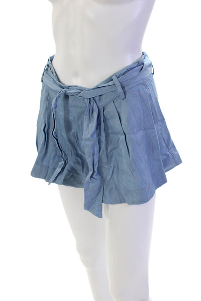 Parker Womens Tailored Belted Waist Casual Shorts Light Indigo Blue Size 0