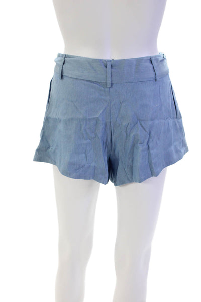Parker Womens Tailored Belted Waist Casual Shorts Light Indigo Blue Size 0