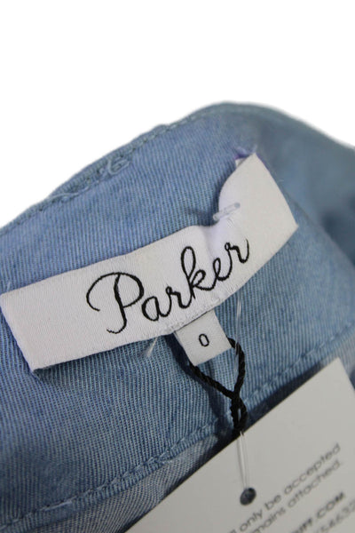 Parker Womens Tailored Belted Waist Casual Shorts Light Indigo Blue Size 0