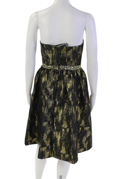 Monique Lhuillier Womens Sequined Waist Tube Flare Neck Dress Black Size 2