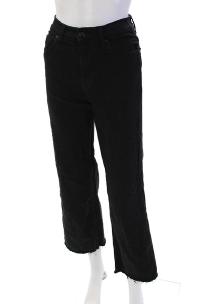 7 For All Mankind Womens Cotton Zip Button Straight Leg Denim Jeans Black Size E