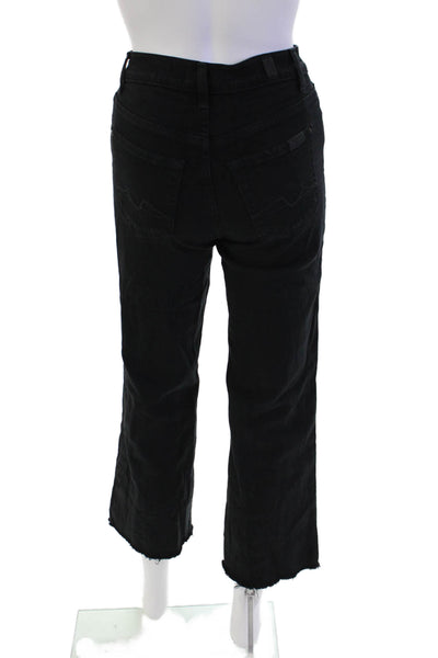 7 For All Mankind Womens Cotton Zip Button Straight Leg Denim Jeans Black Size E