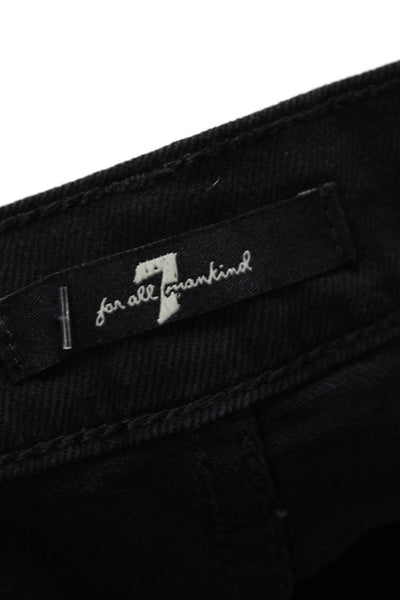 7 For All Mankind Womens Cotton Zip Button Straight Leg Denim Jeans Black Size E