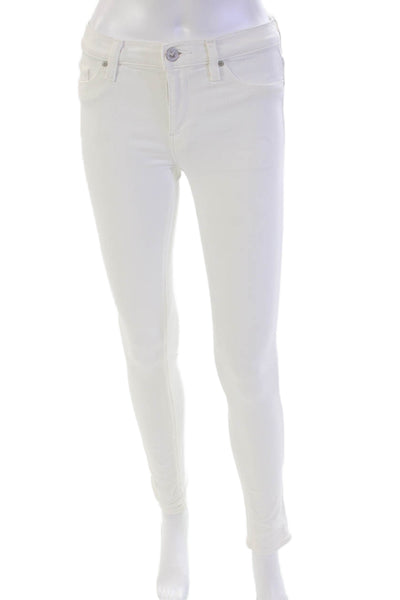 Hudson Womens Cotton Zip Button Skinny Leg Light Wash Jeans White Size EUR 24