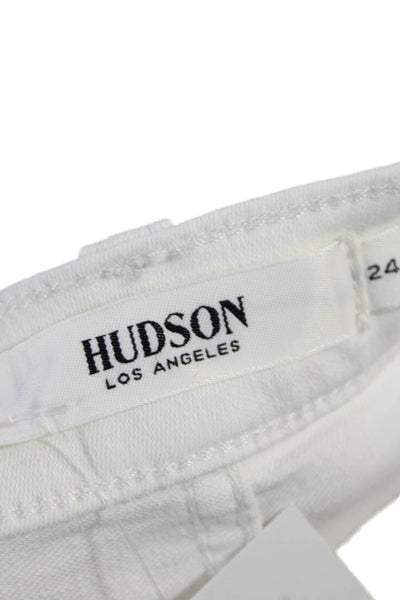 Hudson Womens Cotton Zip Button Skinny Leg Light Wash Jeans White Size EUR 24