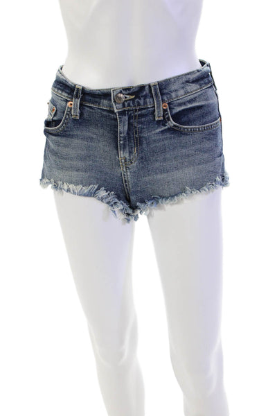 Pistola Womens Cotton Zip Button Distress Denim Shorts Blue Size EUR 24