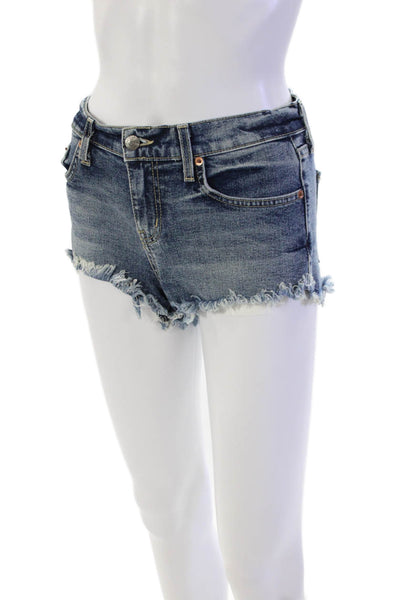 Pistola Womens Cotton Zip Button Distress Denim Shorts Blue Size EUR 24