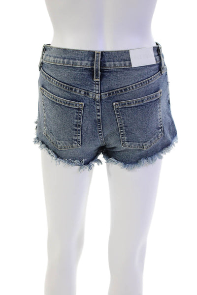 Pistola Womens Cotton Zip Button Distress Denim Shorts Blue Size EUR 24