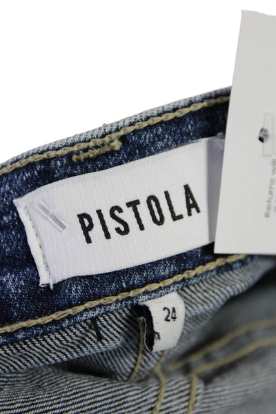 Pistola Womens Cotton Zip Button Distress Denim Shorts Blue Size EUR 24