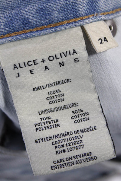 Alice + Olivia Jeans Womens Cotton Zip Button Distress Denim Shorts Blue Size EU