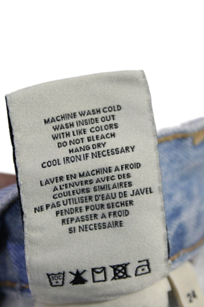 Alice + Olivia Jeans Womens Cotton Zip Button Distress Denim Shorts Blue Size EU