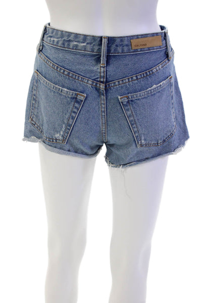 Grlfrnd Womens Cotton Button Distressed Denim Shorts Blue Size EUR 24