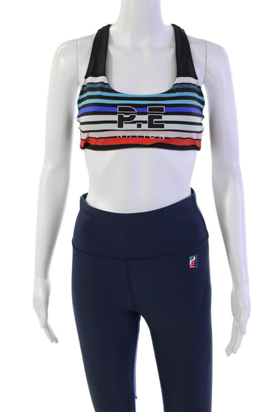 PE Nation Womens Mid-Rise Activewear Leggings + Bra Set Multicolor Size M