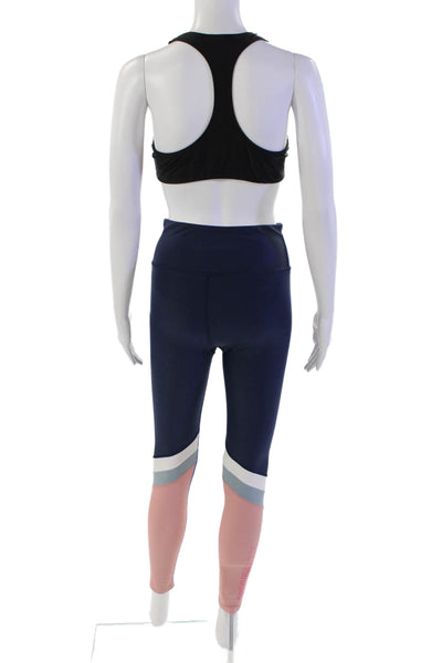 PE Nation Womens Mid-Rise Activewear Leggings + Bra Set Multicolor Size M