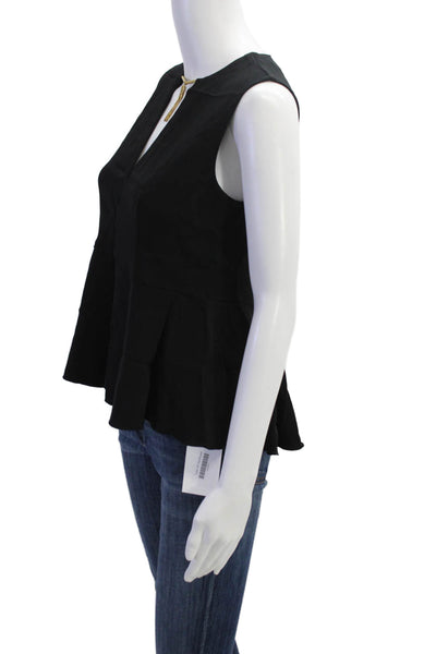 Rachel Zoe Womens Key Hole Neck Sleeveless Peplum Tank Top Black Size 0