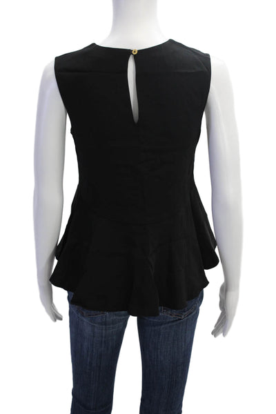 Rachel Zoe Womens Key Hole Neck Sleeveless Peplum Tank Top Black Size 0