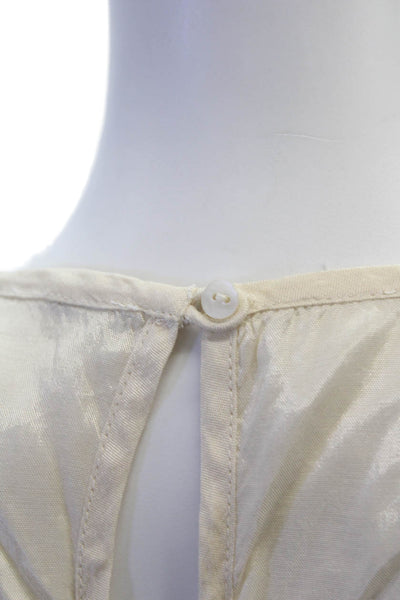 Chan Luu Womens Crochet Trim Short Sleeves Blouse Beige Size Extra Small