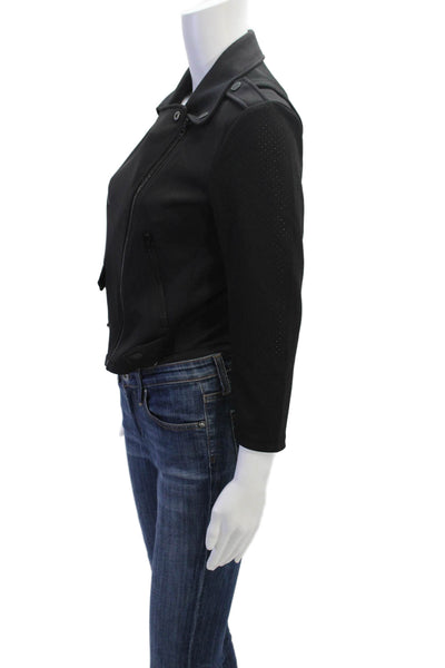 Rebecca Minkoff Womens Zipper Closure Motorcycle Jacket Black Size Extra Small